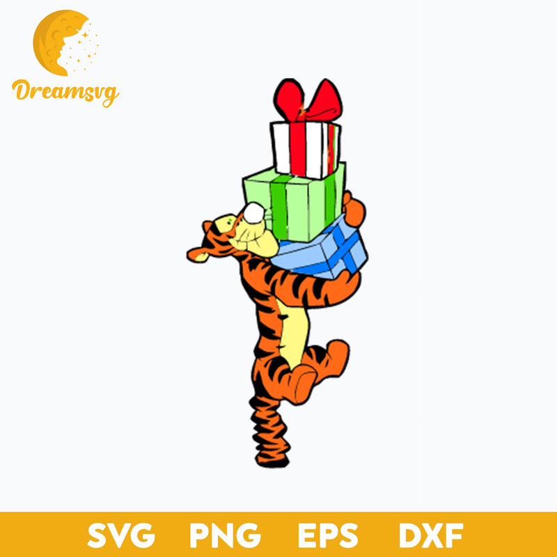 Tigger Gift Christmas SVG, Christmas SVG PNG DXF EPS Digital File.