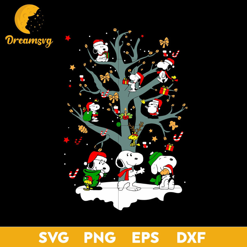 Merry Christmas Tree Gift SVG, Snoopy Christmas SVG, Christmas SVG, PNG DXF EPS Digital File.