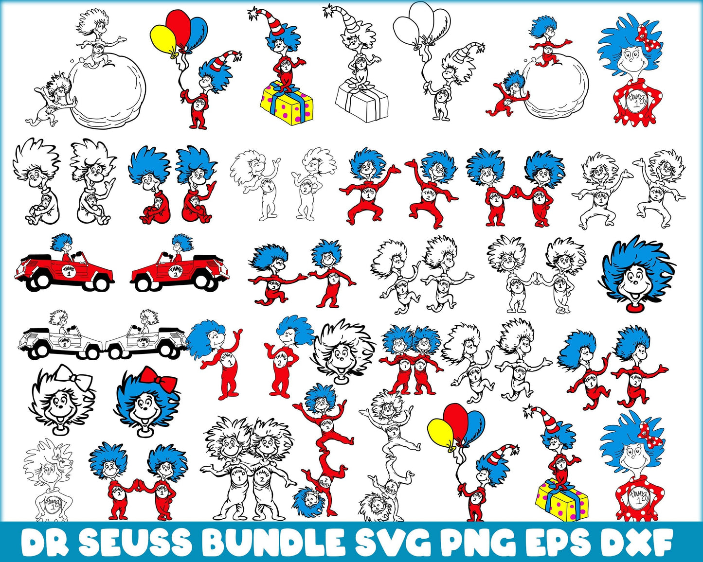 Bundle 11 - Dr Seuss Svg, Cat In The Hat SVG, Dr Seuss Hat SVG, Green Eggs And Ham Svg, Dr Seuss for Teachers Svg, Png, Eps, Dxf