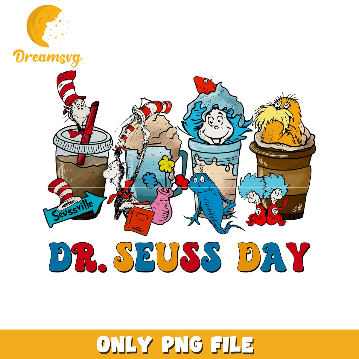 Dr seuss day coffee cup design png, dr seuss png, coffee cup png