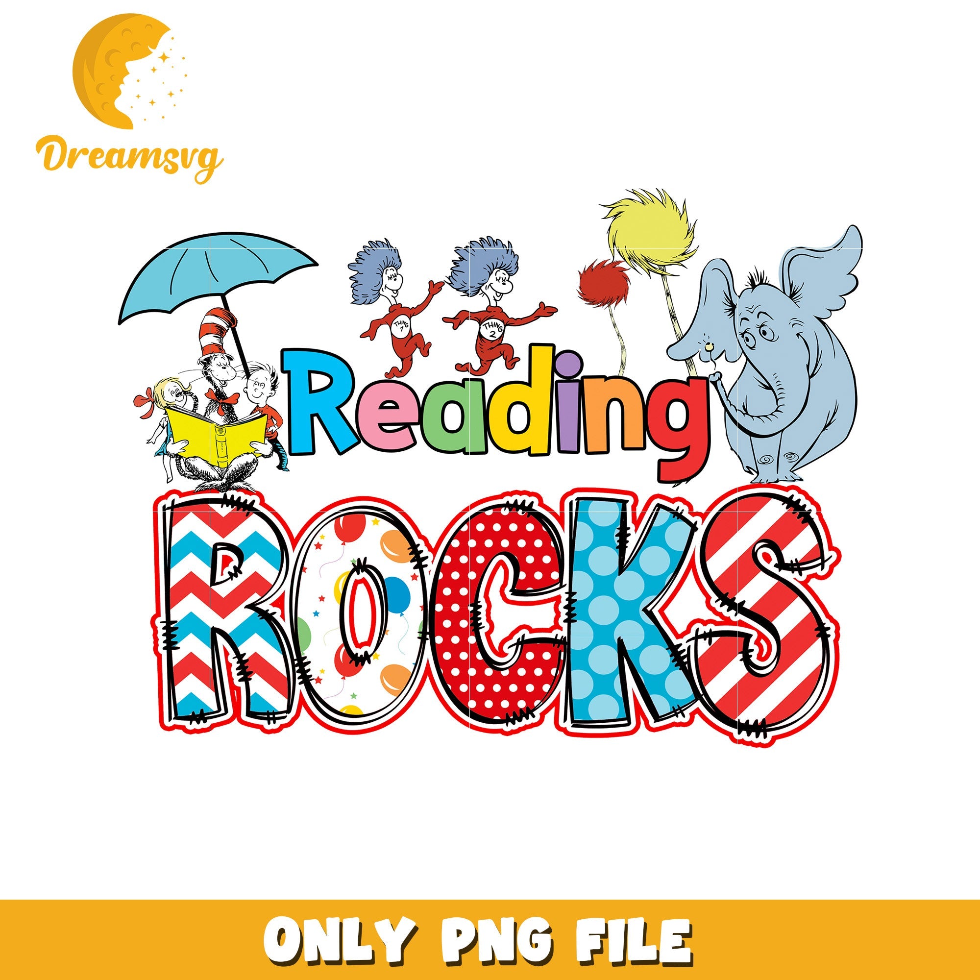 Dr seuss reading rocks png, dr seuss day png, reading rock png