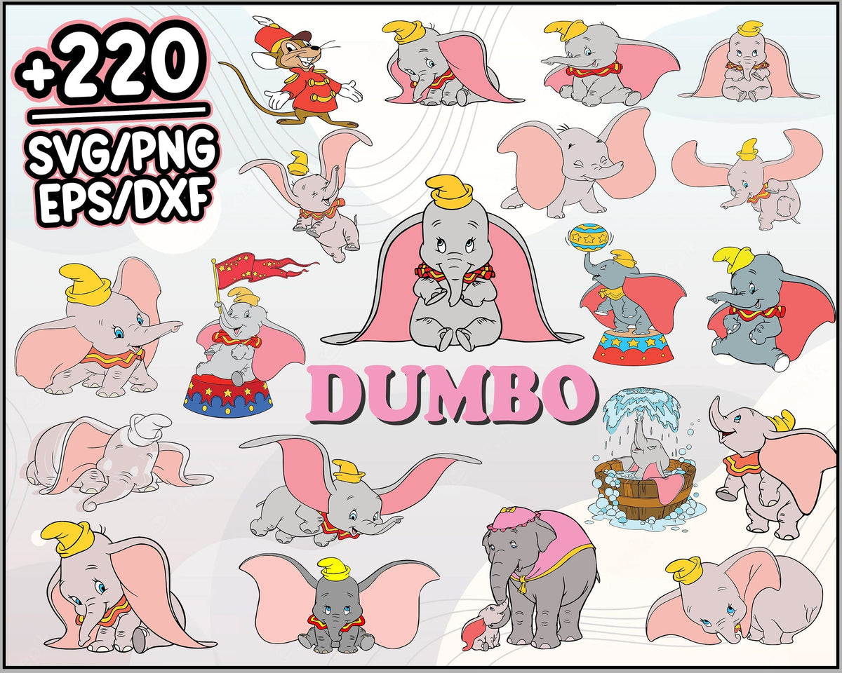 220+ Dumbo Bundle, Dumbo svg, Dumbo Printable, Dumbo Cut Files, Dumbo Clipart, Dumbo Vector, Dumbo PNG, Dumbo Silhouette, Cartoon svg, png, dxf, eps digital file