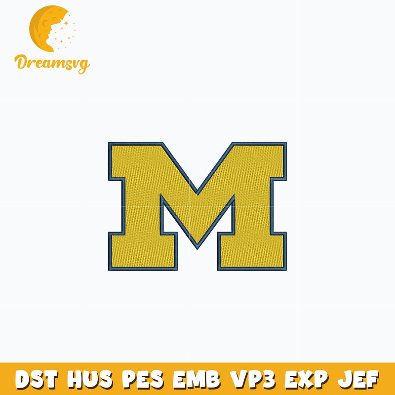 Michigan wolverines logo embroidery design