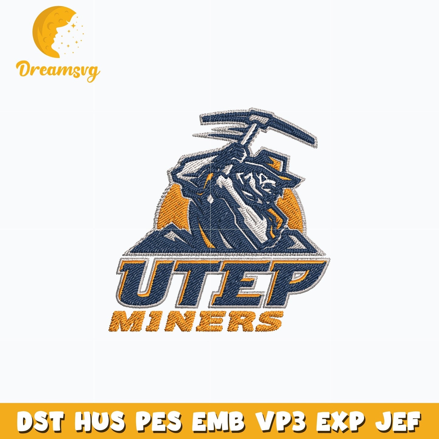 Utep miners logo embroidery design