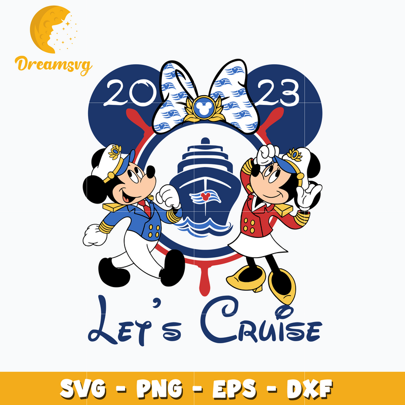 Minnie head let's cruise 2023 svg