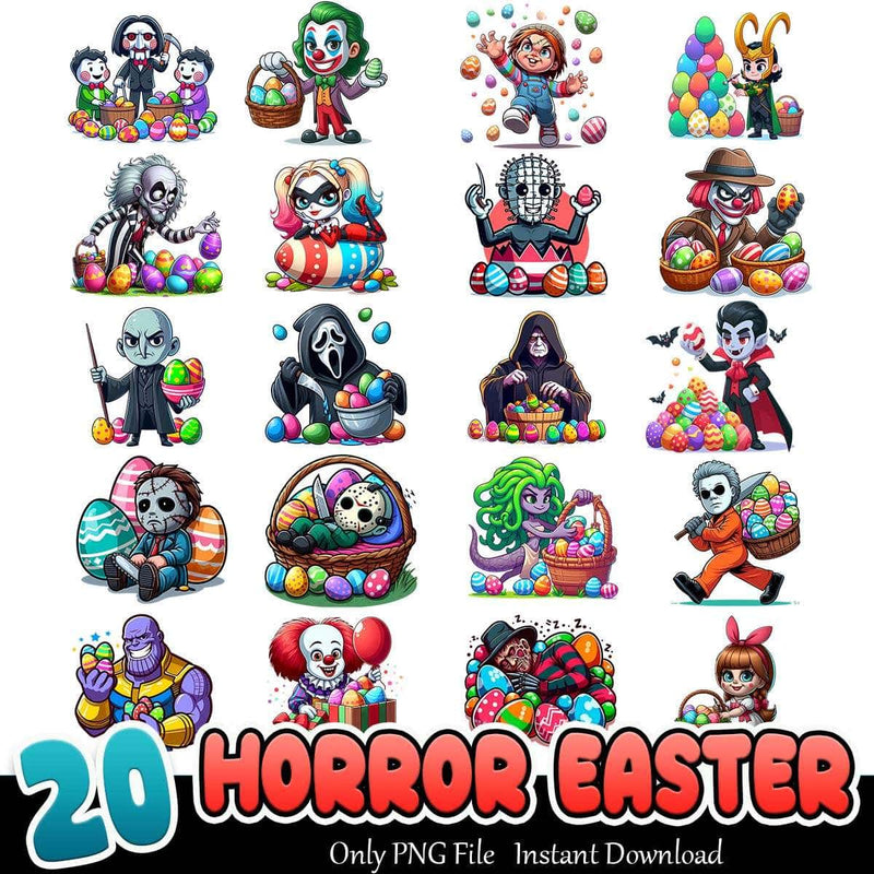 Horror Easter Bundle PNG 20+ Easter Vibes PNG Instant Download