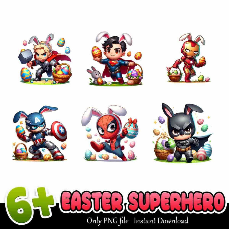 Easter Superhero PNG, Easter Bunny Heroes PNG, Superhero Easter Day PNG