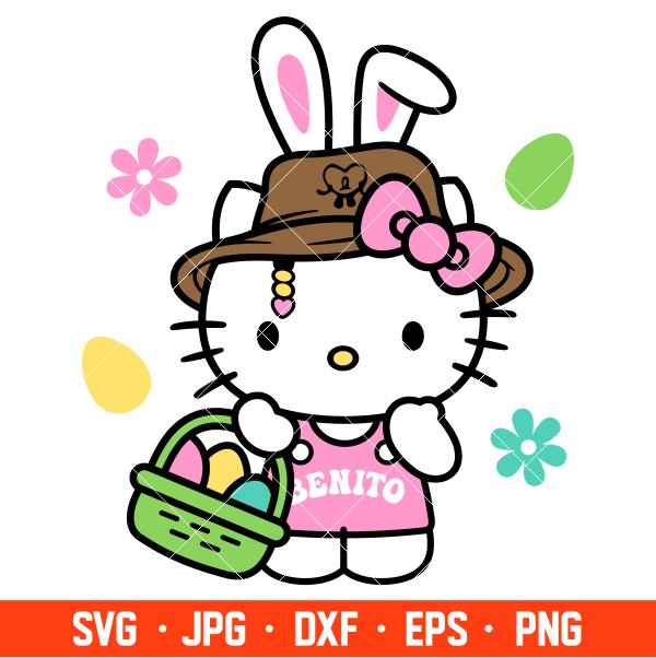 Easter Benito Kitty Svg, Easter Bunny Svg, Happy Easter Svg, Bad Bunny Svg, Cricut, Silhouette Vector Cut File