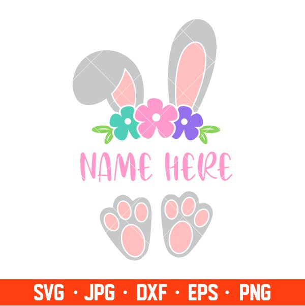 Easter Bunny Ears And Feet Svg, Happy Easter Svg, Easter egg Svg, Spring Svg, Cricut, Silhouette Vector Cut File