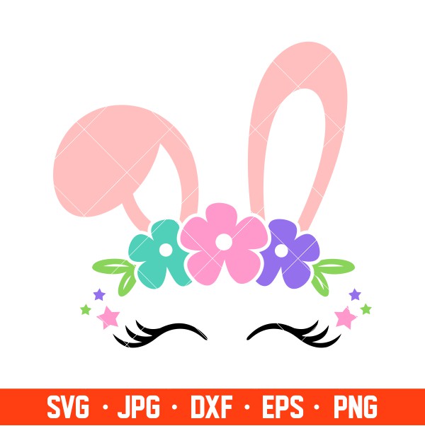 Easter Bunny Face Svg, Happy Easter Svg, Easter egg Svg, Spring Svg, Cricut, Silhouette Vector Cut File