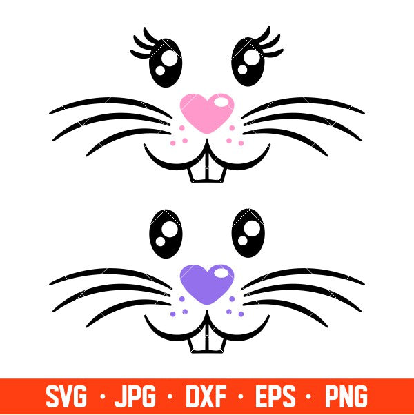 Easter Bunny Faces Svg, Happy Easter Svg, Easter egg Svg, Spring Svg, Cricut, Silhouette Vector Cut File