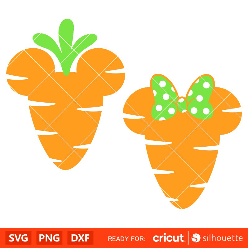 Easter Carrots Mickey &amp; Minnie Svg, Happy Easter Svg, Easter Carrot Svg, Easter Decor Svg, Cricut, Silhouette Vector Cut File