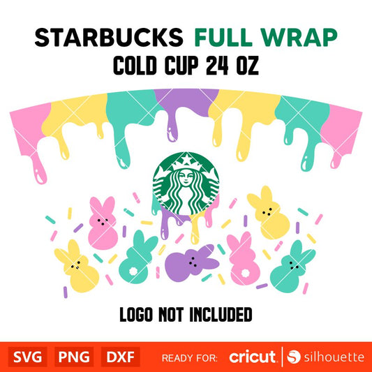 Easter Donut Drip Full Wrap Svg, Starbucks Svg, Coffee Ring Svg, Cold Cup Svg, Cricut, Silhouette Vector Cut File