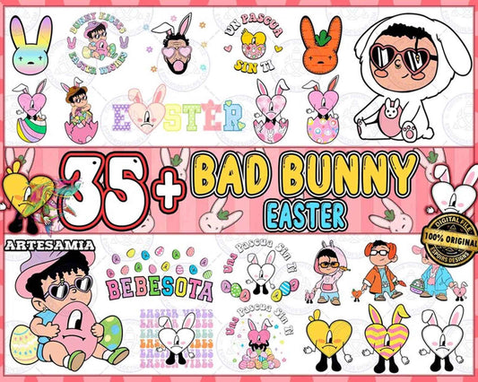 35 Easter Day Bad Bunny Png Bundle, Bad Bunny png, Easter Png, Easter Benito Png, Un Pascua Sin Ti , Instant Download
