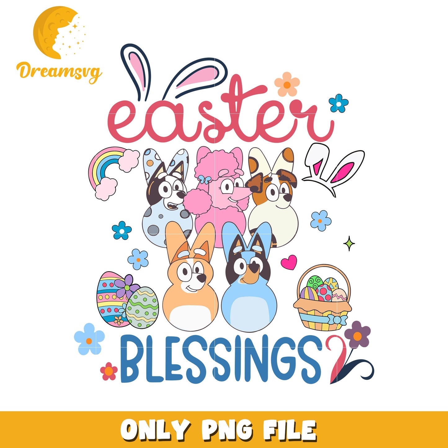Easter Blessings Cute Puppy PNG