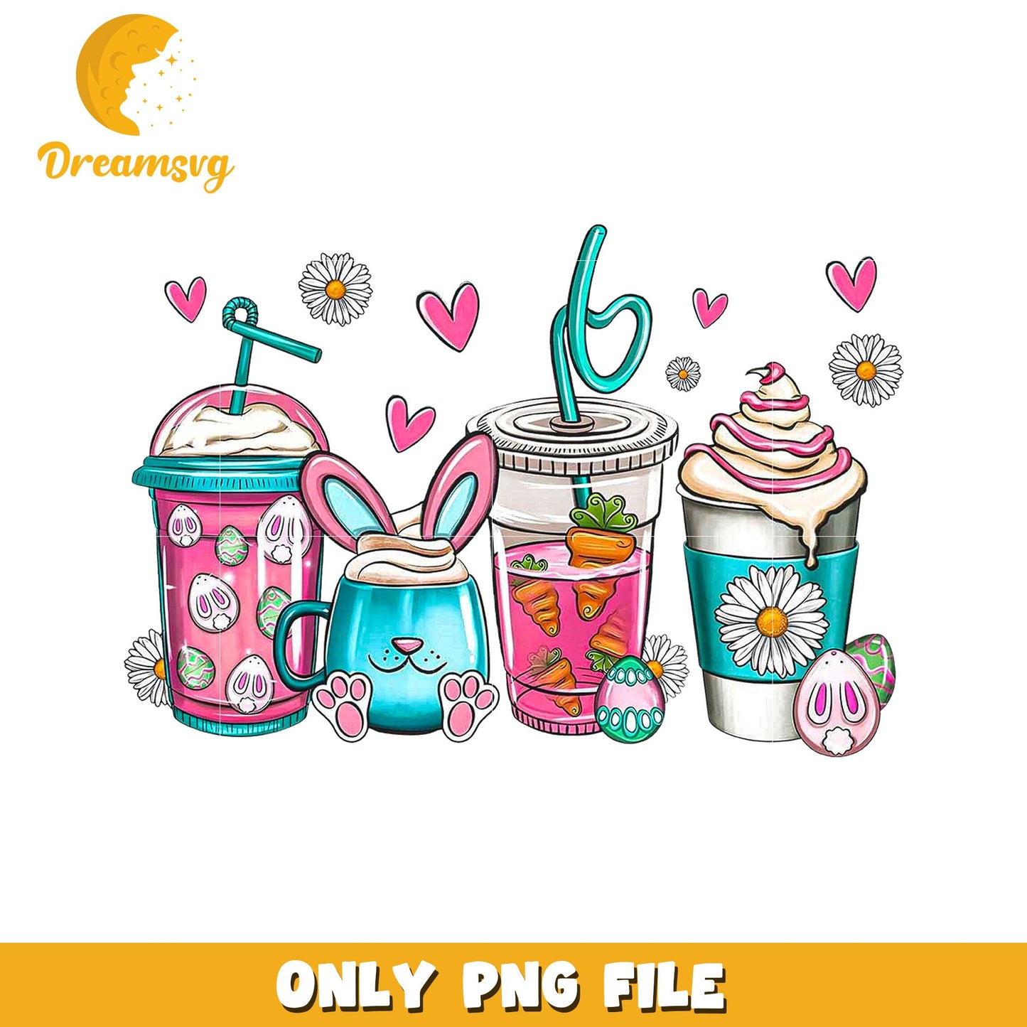 Easter Bunny Drinks PNG Cute Spring Beverage Design