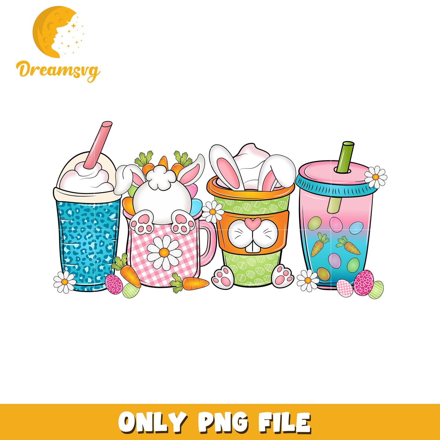 Easter Bunny Drinks PNG Sublimation