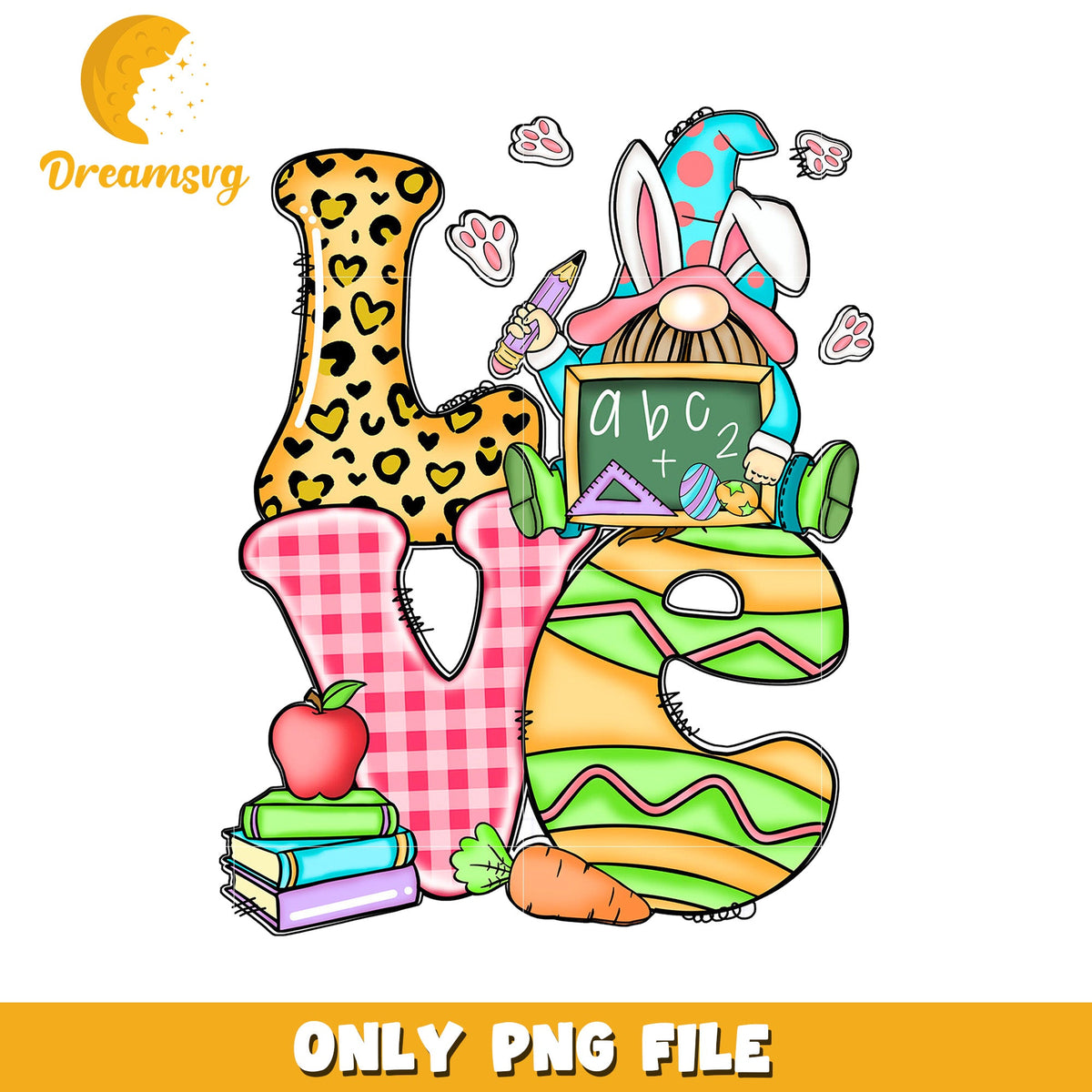 Easter Bunny Gnome Love PNG