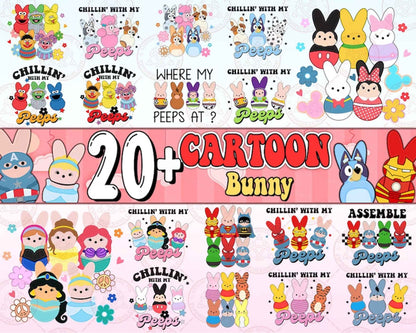 20+ Easter Cartoon Png Bundle, Easter Bunny Png Bundle, Chilling With My Peeps Png, Funny Easter Png, Cute Peeps Png, Instant Download