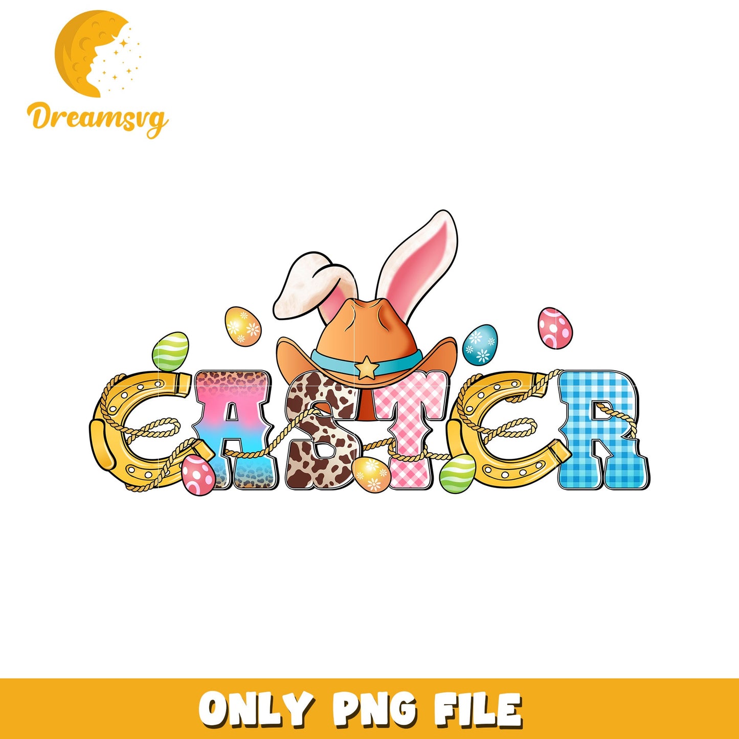 Easter Cowboy Bunny PNG Design