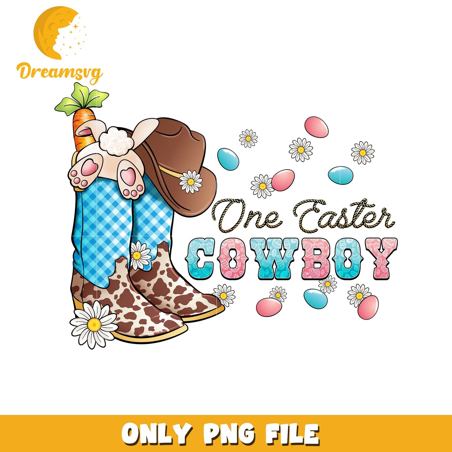 Easter Cowboy PNG Graphic for Spring Decorations and Fun