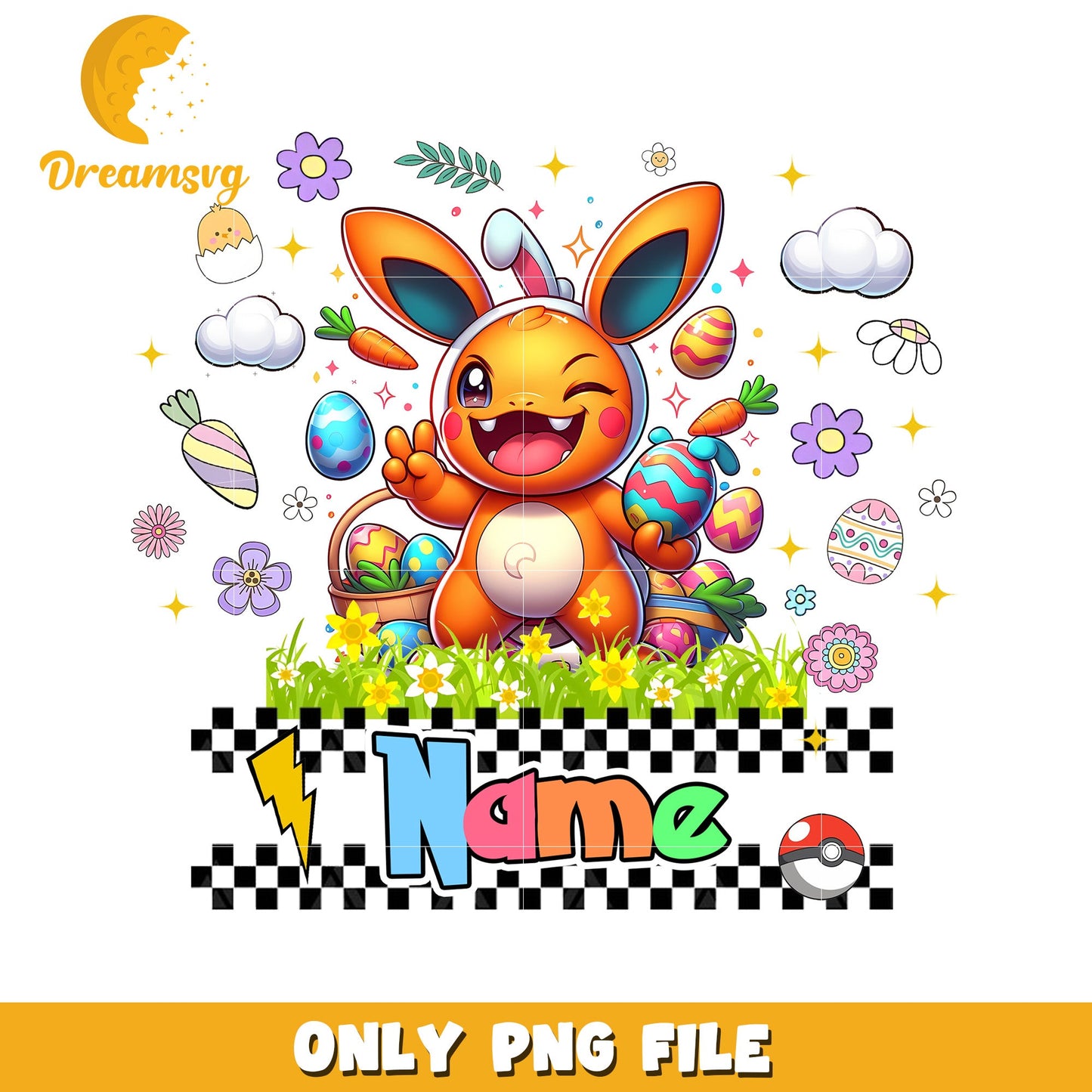 Easter Eevee PNG Cute Bunny Pokemon Design