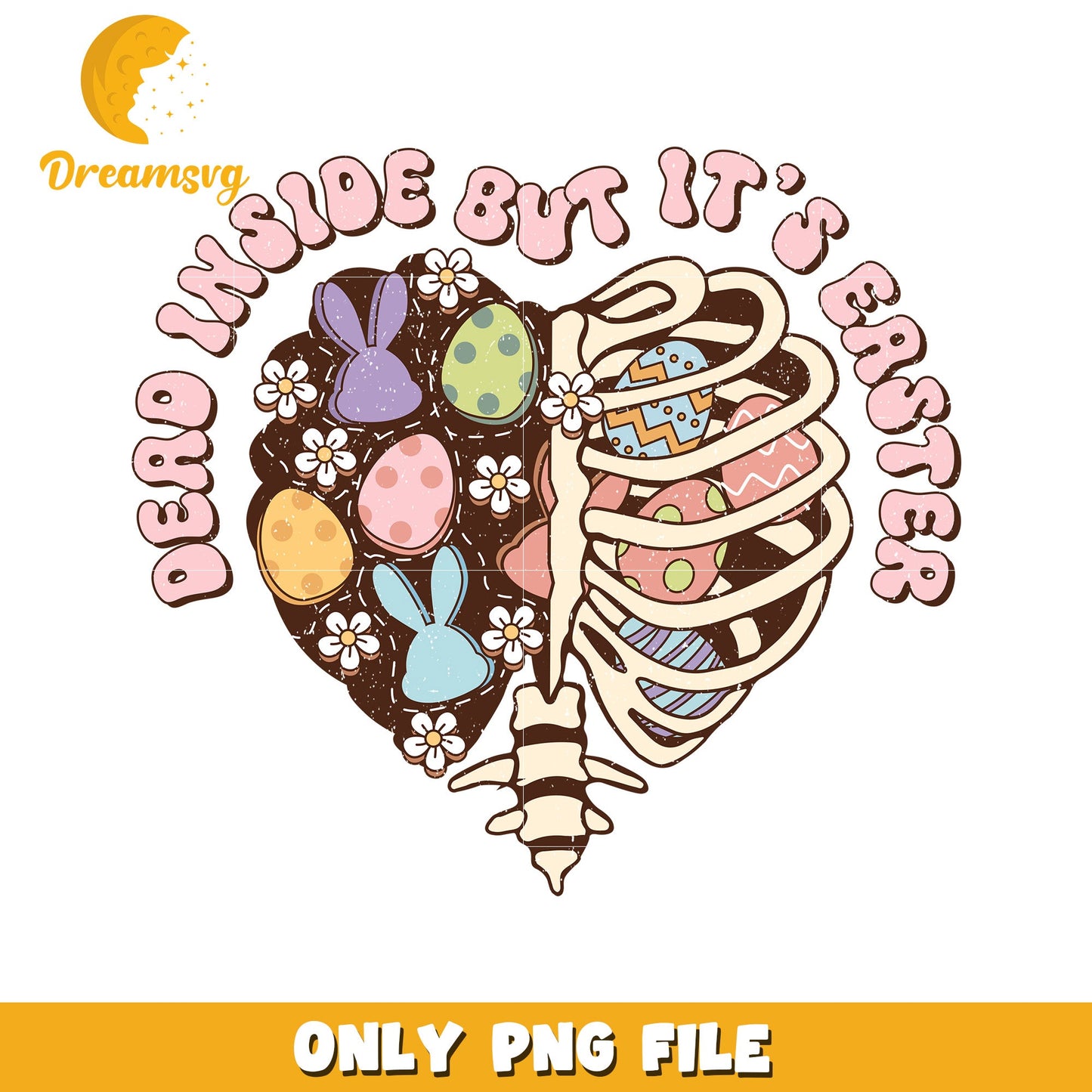 Easter Ribcage PNG Cute Pastel Design