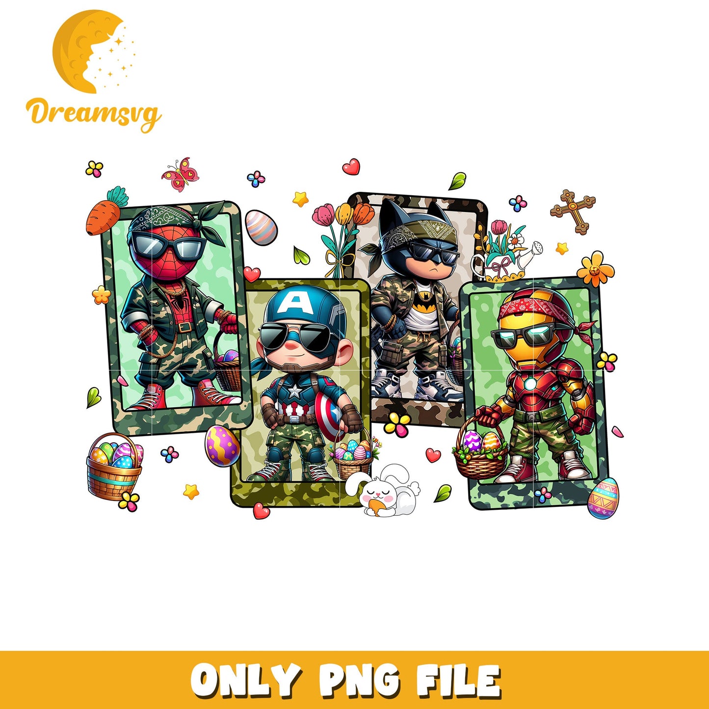 Easter Superheroes PNG Digital Clipart