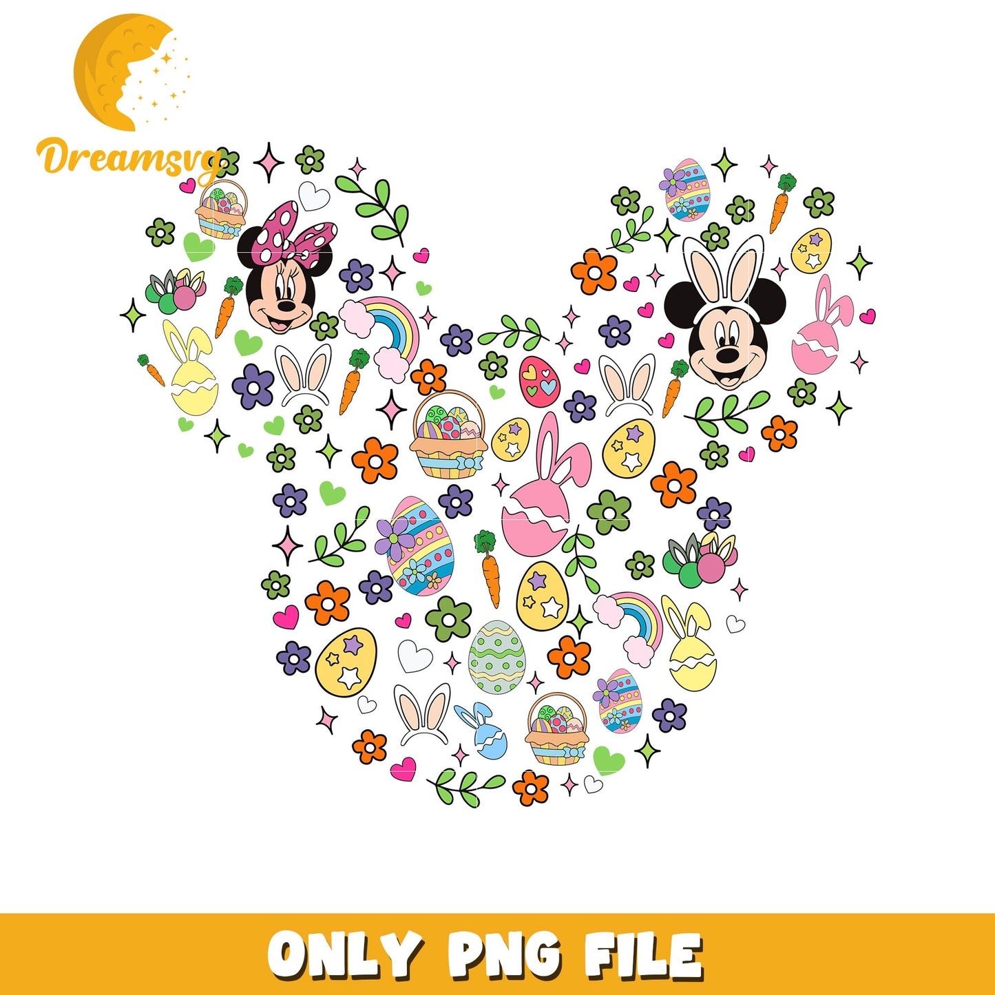Easter Themed Minnie Mouse Floral PNG Art Design Image