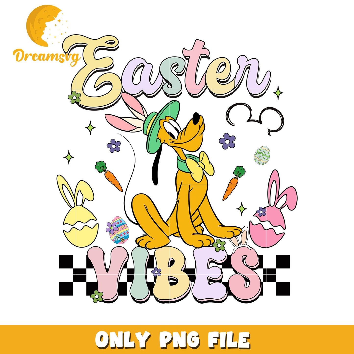 Easter Vibes PNG Pluto Bunny Design