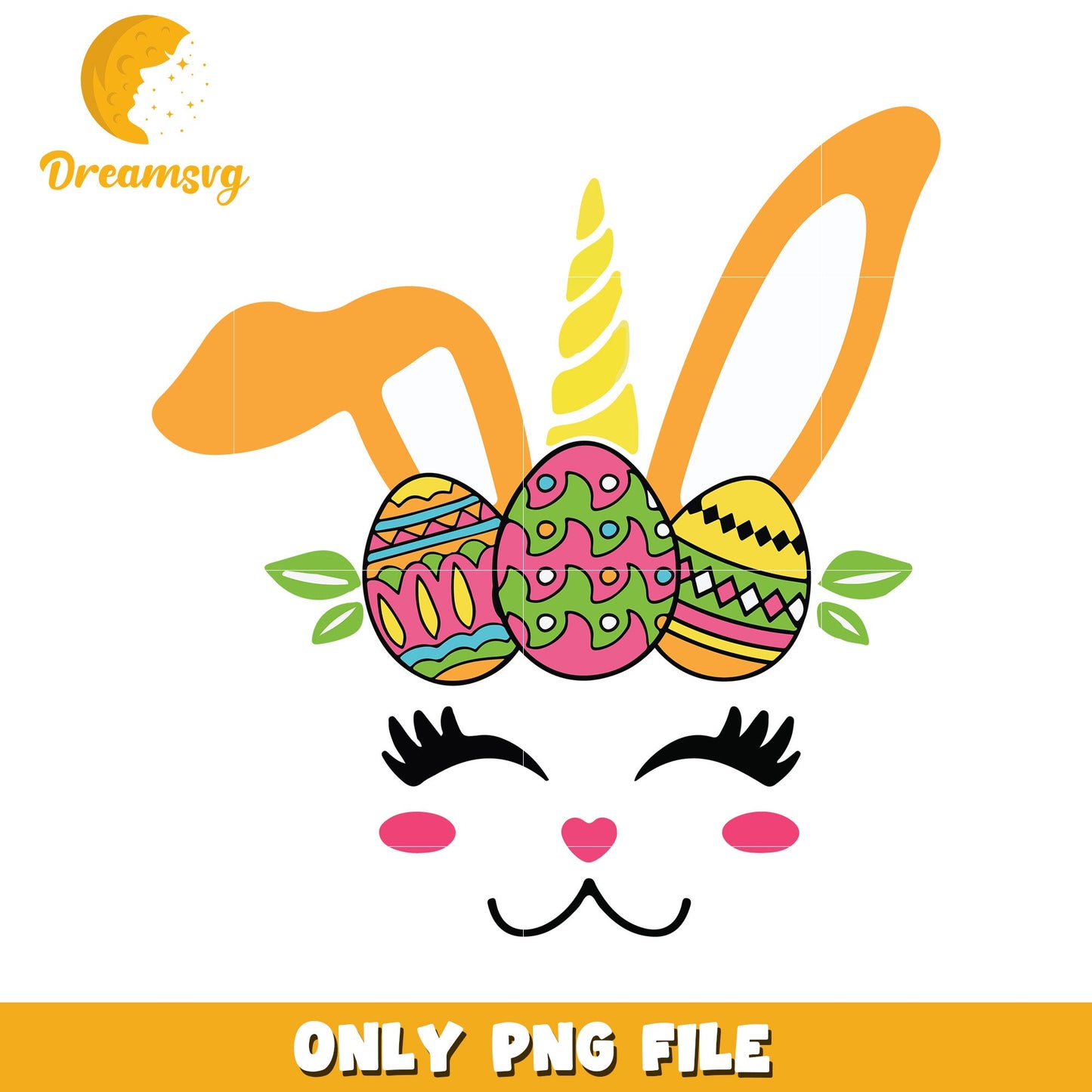 Easter bunny unicorn face png, happy easter day png, unicorn png