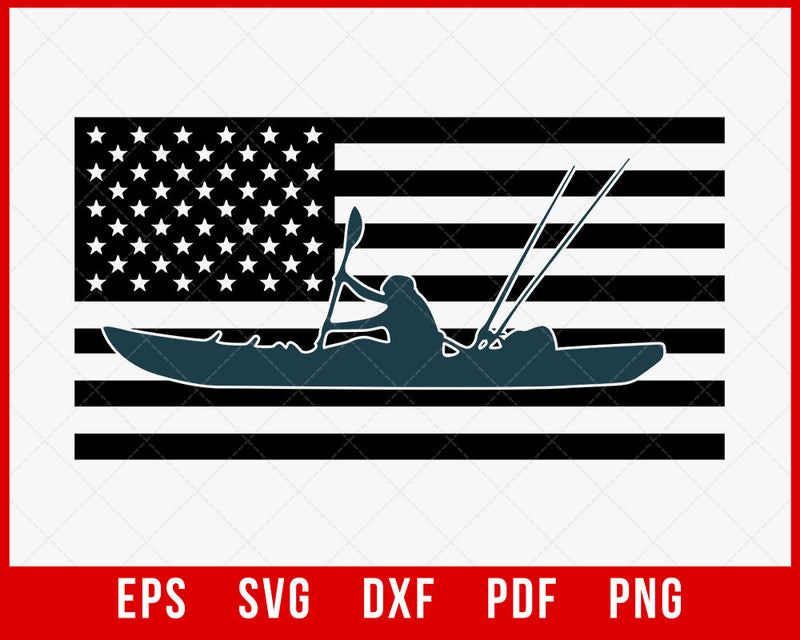 Fishing T-Shirt, Kayak Fishing, American Flag, America, Kayak, Fishing, Fishing Clothing, Clothing, Apparel, T-Shirt, Shirt T-Shirt Fishing SVG Cutting File Digital Download