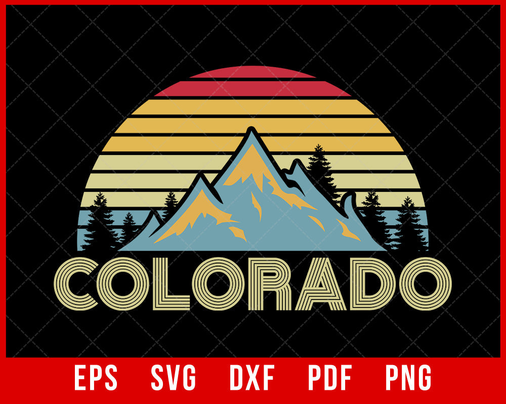 Colorado Tee - Retro Vintage Mountains Nature Hiking T Shirt T-Shirt Mountains SVG Cutting File Digital Download