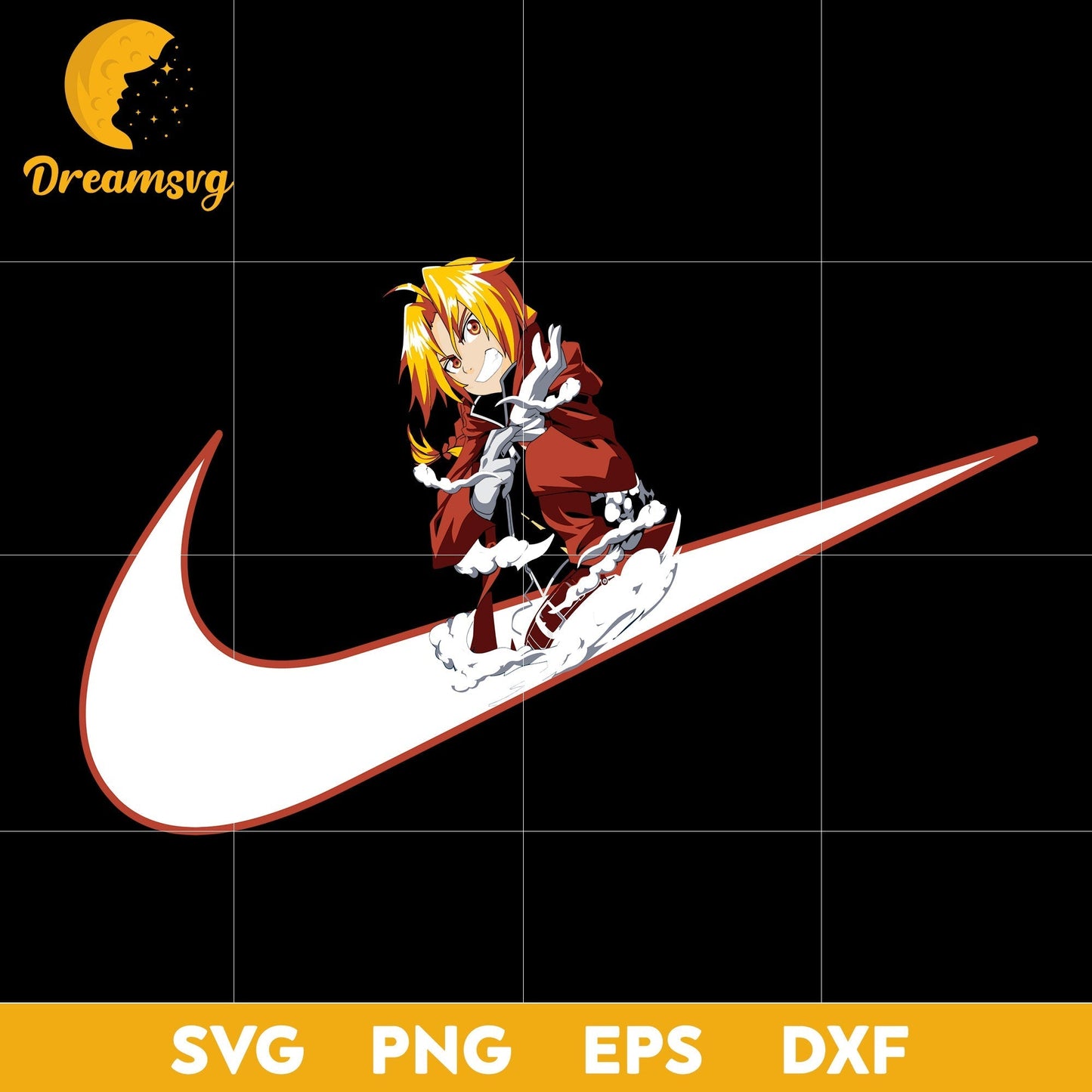 Edward Elric x Nike Svg, Edward Elric Svg, Fullmetal Alchemist Svg, file for cricut, Anime svg, png, eps, dxf digital download