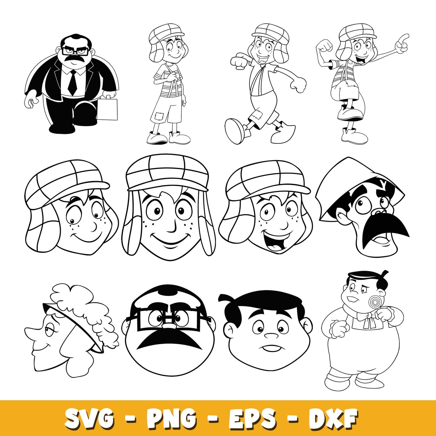 El Chavo Animado coloring svg, El Chavo bundle svg, cartoon svg