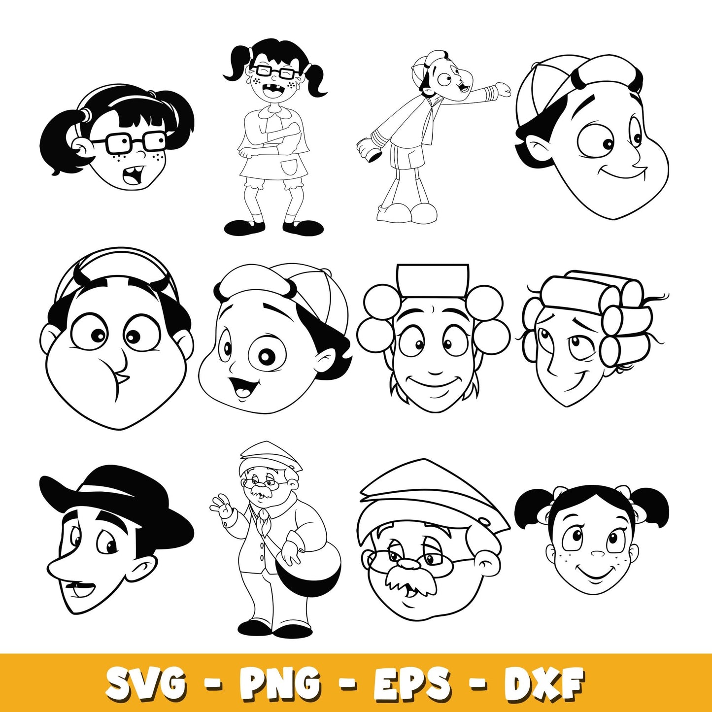 El Chavo Animado head  coloring svg, El Chavo bundle svg, cartoon svg