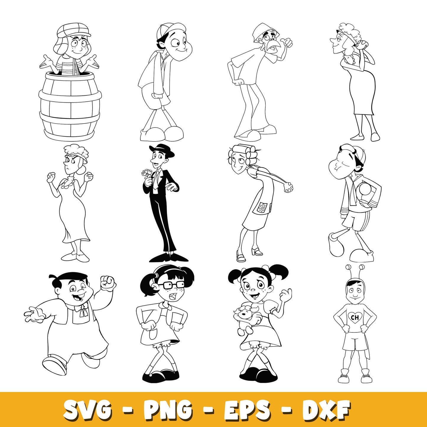 El Chavo Animado coloring svg, El Chavo bundle svg, cartoon svg