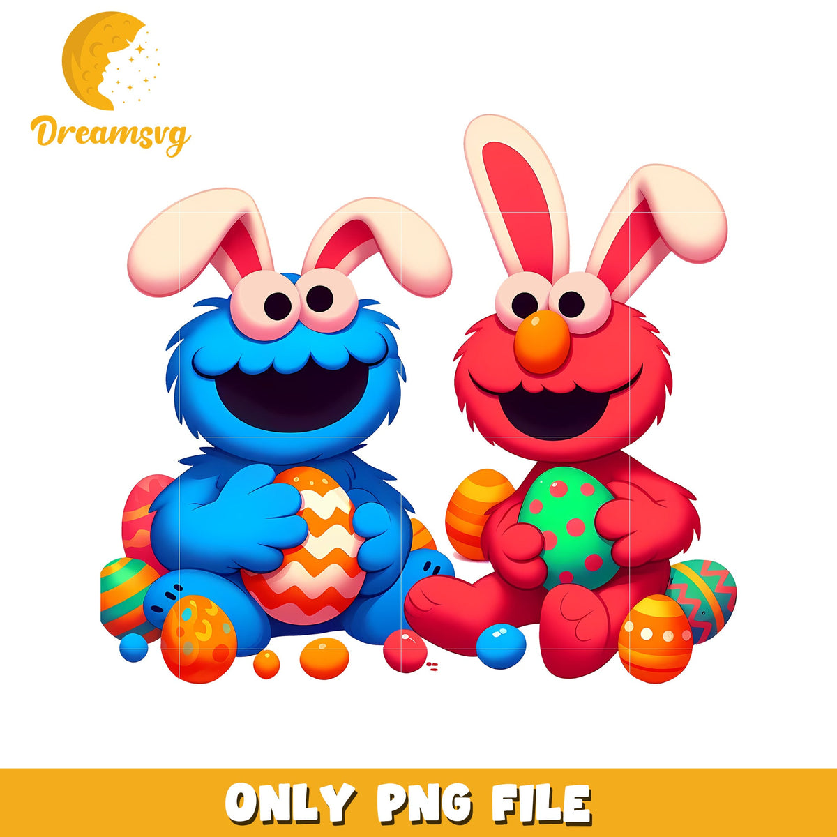 Elmo and monster cookie bunny ear png, sesame street png, easter png