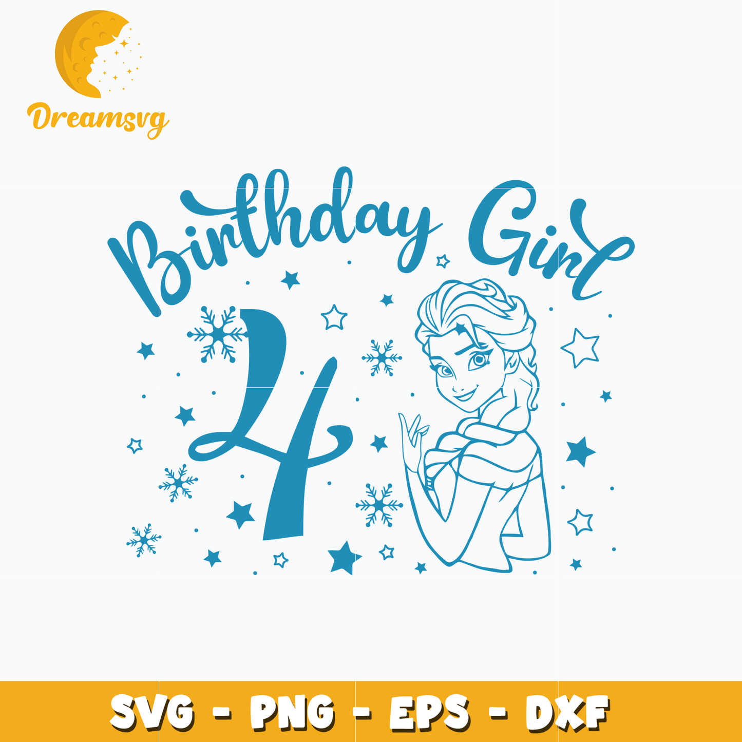 Disney princess elsa 4th birthday girl svg