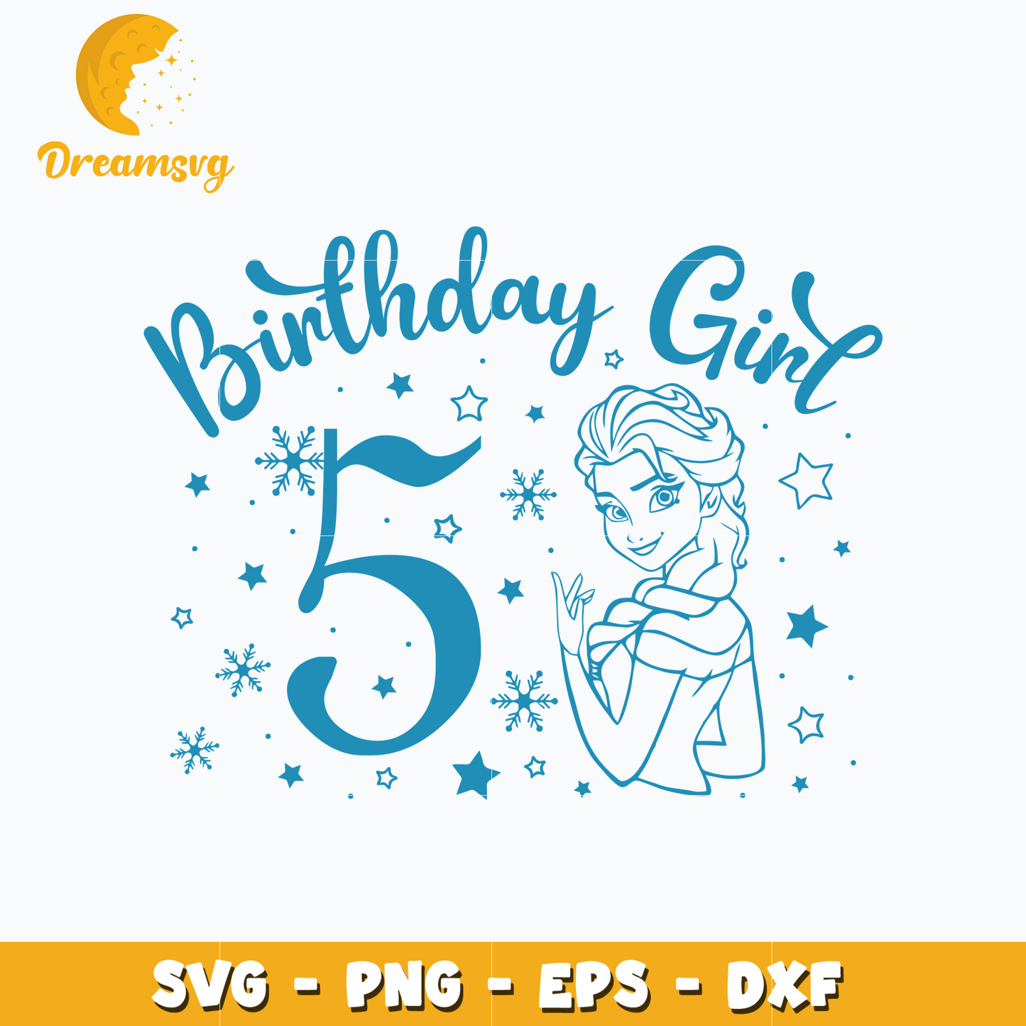 Disney princess elsa 5th birthday girl svg