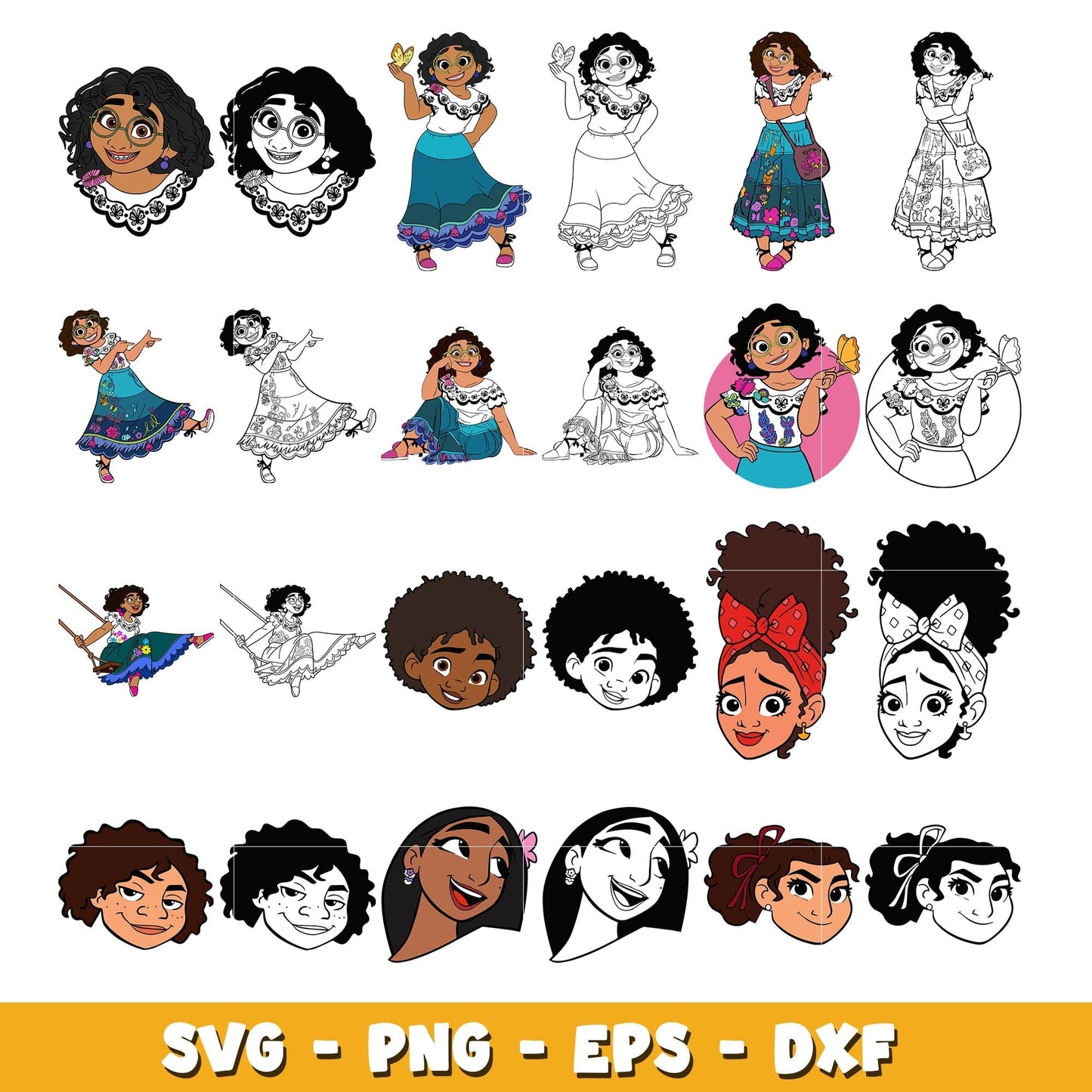 Encanto Mirabel head bundle svg,  Disney cartoon svg, Digital download