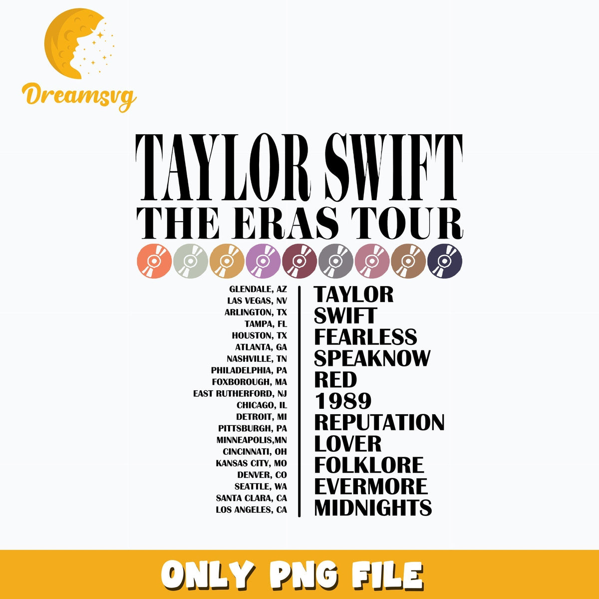 Eras tour list png, the eras tour 2023 png, eras list song png