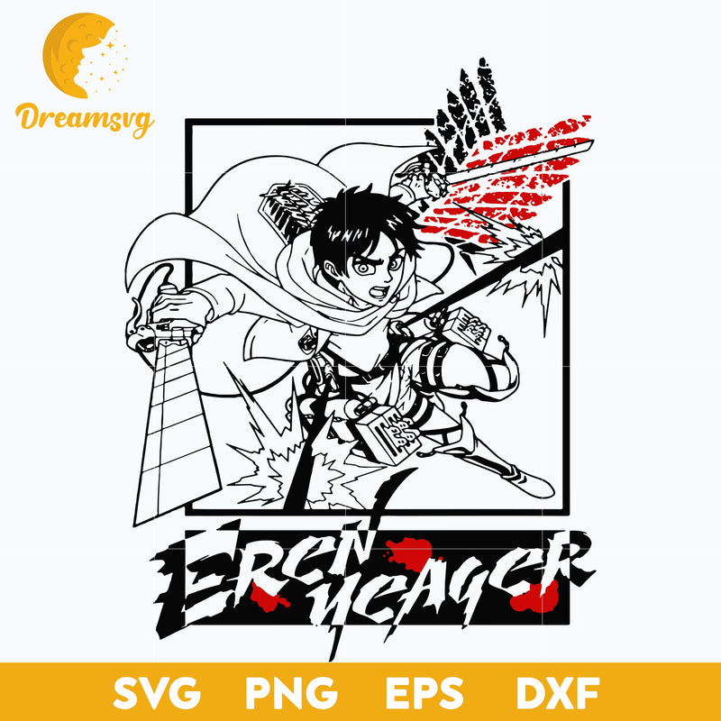 Eren Attack On Titan Svg, Eren Yeager Svg, Attack On Titan Svg, file for cricut, Anime svg, png, eps, dxf digital download