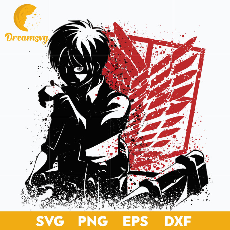 Eren Jaeger Svg, Attack On Titan Svg, file for cricut, Anime svg, png, eps, dxf digital download