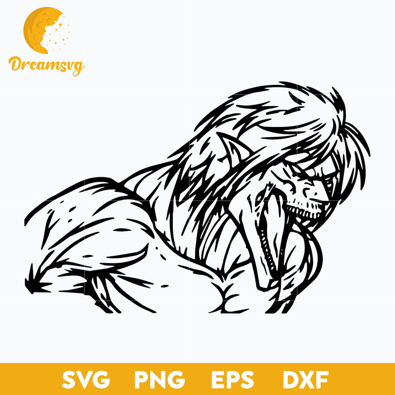 Eren Titan Angry Outline Svg, Attack On Titan Svg, file for cricut, Anime svg, png, eps, dxf digital download