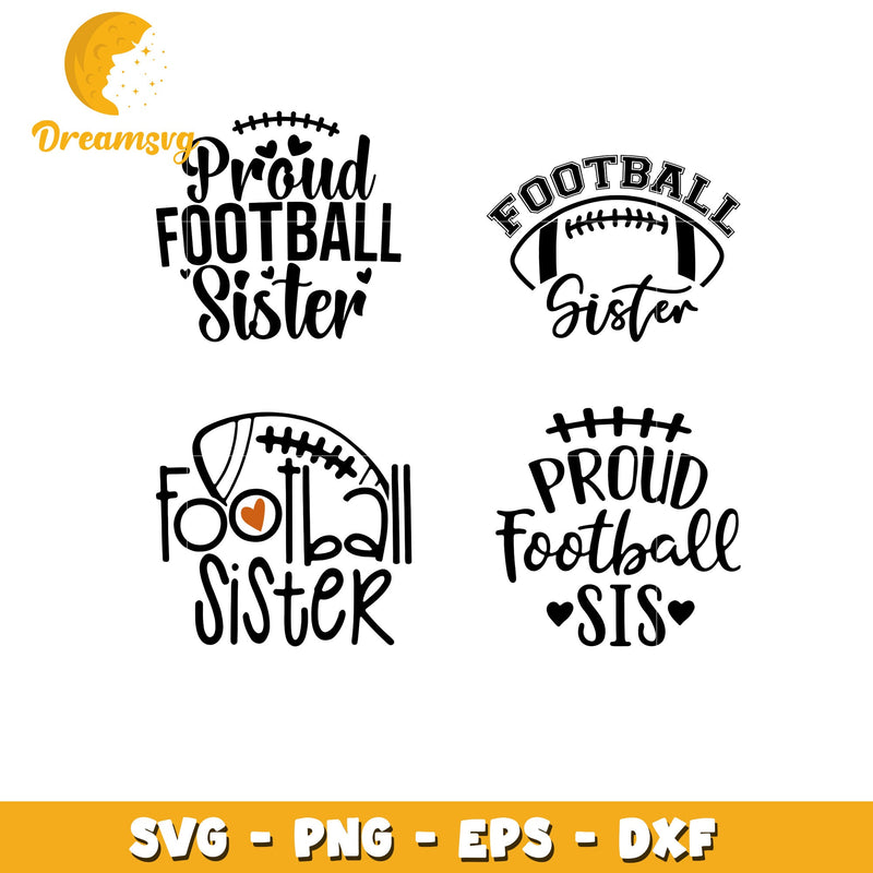 Proud football sister bundle svg, football sister svg, rugby ball