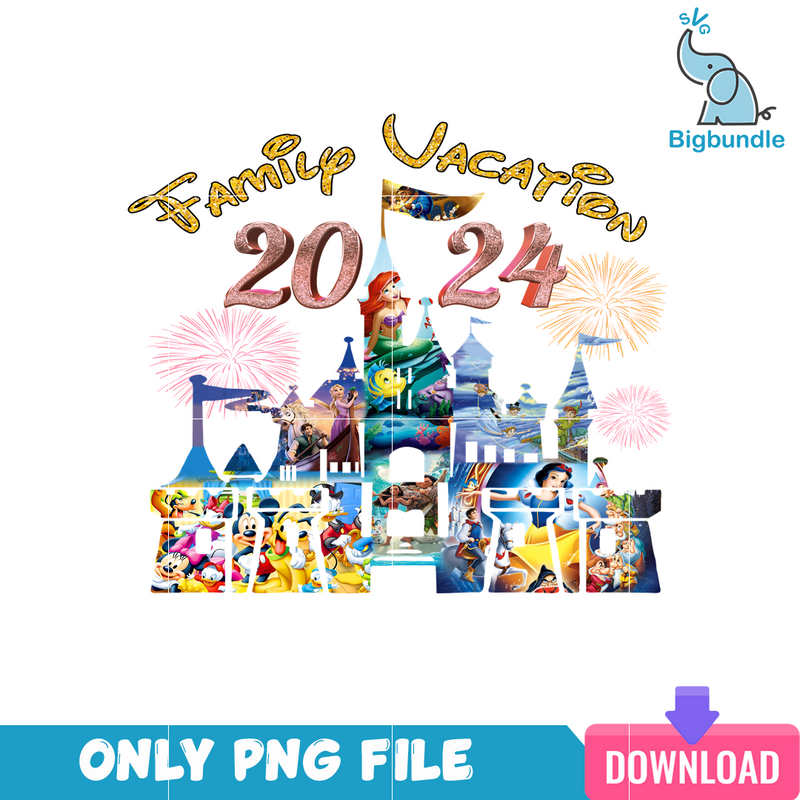 Family Vacation 2024 Disney Princess PNG