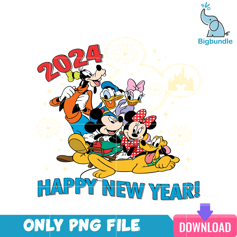 Happy New Year 2024 Mickey PNG