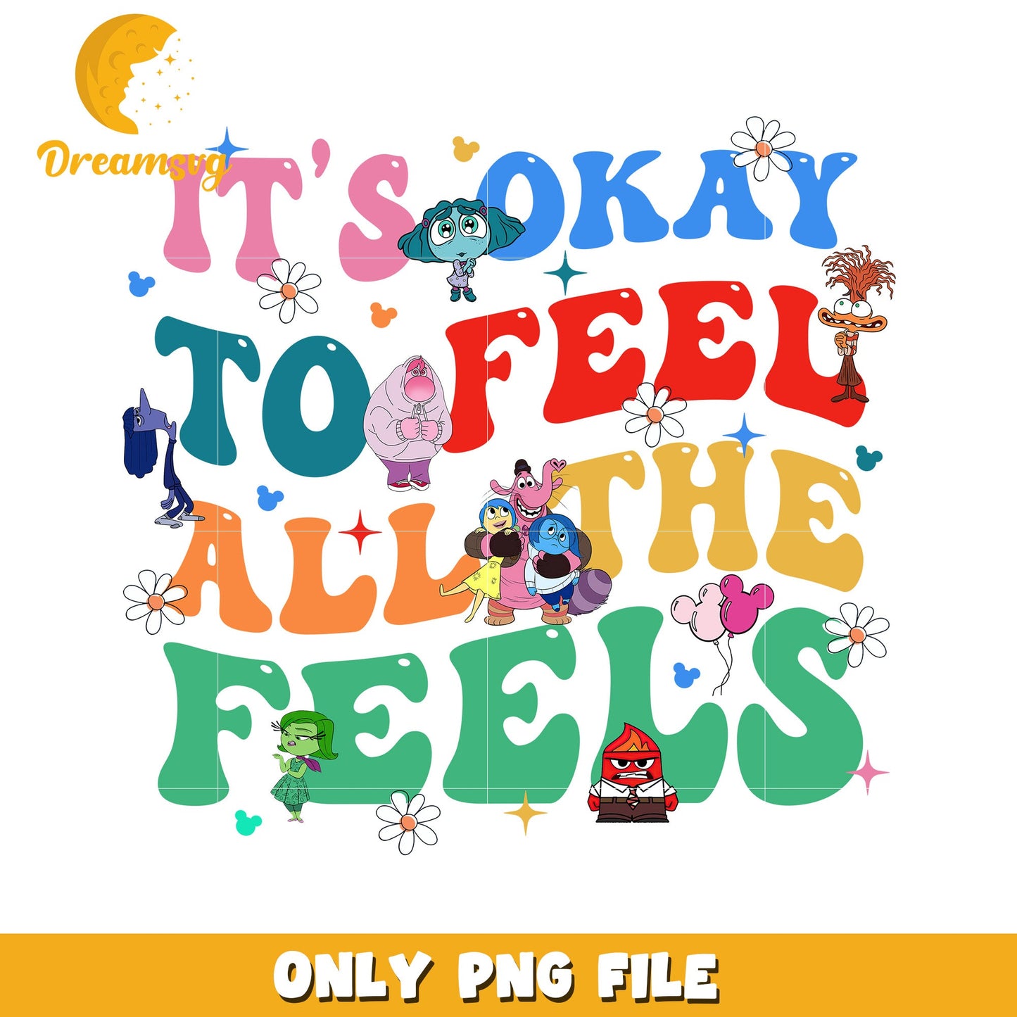 Feel All The Feels Inspirational Quote PNG Design Download