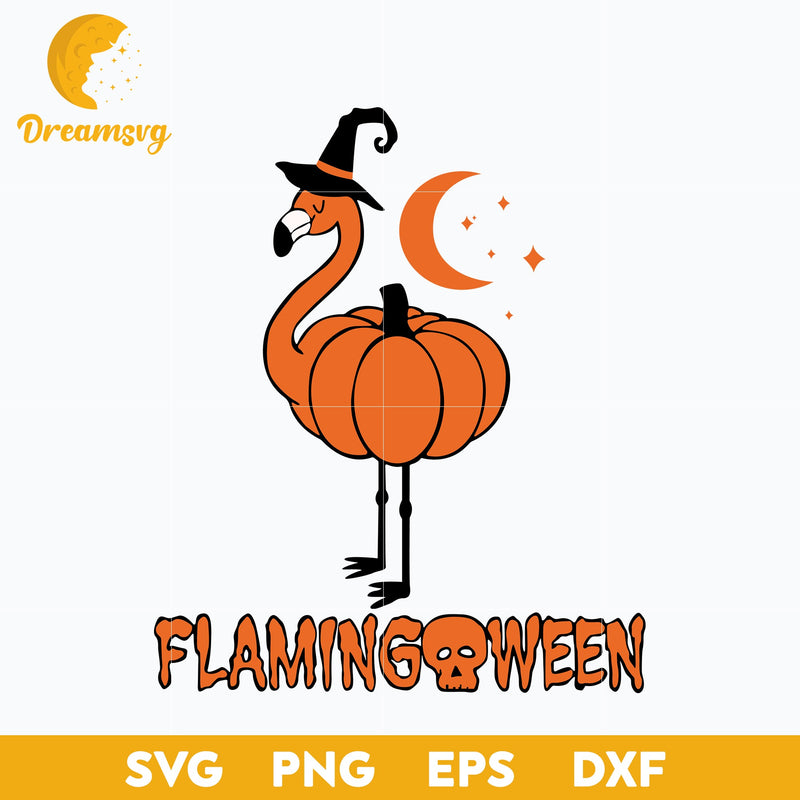 Flamingoween Pumpkin svg, Halloween svg, png, dxf, eps digital file.